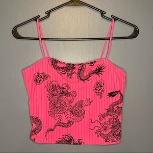 HOT PINK DRAGON CROPPED TOP
